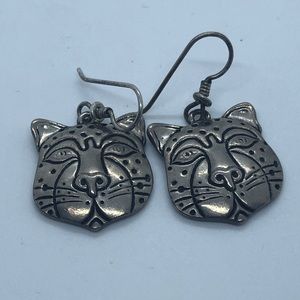 Vintage Laurel Burch silver cat face earrings